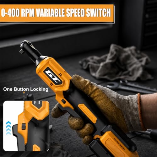 3/8" Cordless Ratchet Wrench for DEWALT 20V MAX Battery, 60 Ft-lbs Brushless Electric Ratchet Tool, Variable Speed 400 RPM, Includes 8 Sockets, 1/4" Adapter & 6" Extension Bar, TOOL ONLY