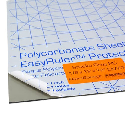Polycarbonate Sheet 12x12 x 1/8 0.118" Smoke Grey Plastic, Easy Cut to Size - size: 12" x 12"