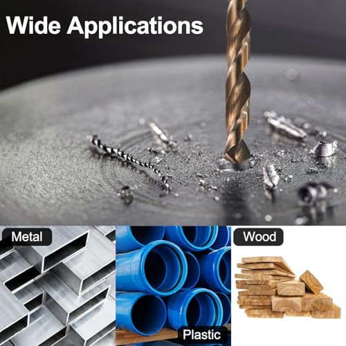 HARFINGTON 12pcs Cobalt Drill Bit, #26 0.147" HSS-CO Aircraft Twist Drill Bit with Straight Round Shank for Drilling Stainless Steel Cast Iron Tough Material - size: #26 0.147"