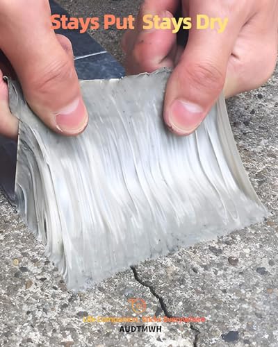 AUDTMWH Butyl Rubber Aluminum Foil Tape 2 in x 16.4 Ft (W x L), Super Waterproof Aluminum Butyl Tape, Multi-Use Repair for Boat and Pipe Sealing, Window Sealing