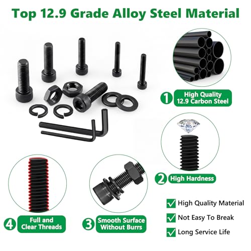 481PCS M3 Hex Socket Screw Assortment Kit, M3 x 30/35/40/45/50mm - size: M3 481pcs 3