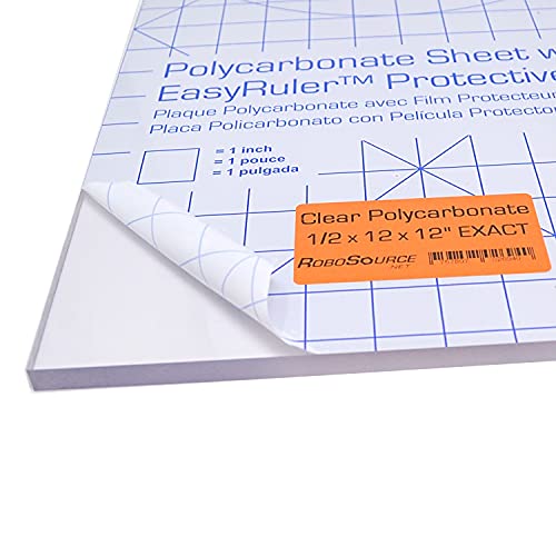 Polycarbonate Sheet 12 x 12 x 1/2 0.472" Clear Plastic, Replaces Plexiglass