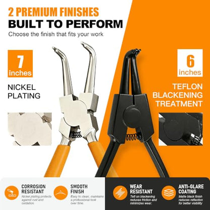 8PCS Snap Ring Pliers Set, 6" & 7" Internal External Circlip Tool