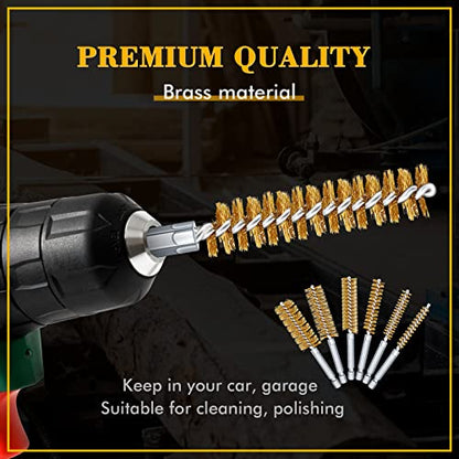 12 Pieces Bore Brush for Drill Wire Bore Brush Set - style: Brass