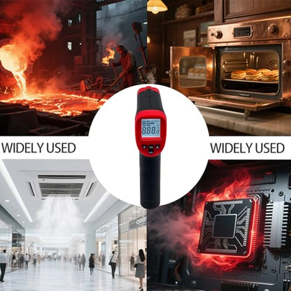 Digital Infrared Thermometer Gun for Cooking,-58 to 1112 °F Laser Temperature Gun with Adjustable Emissivity&MAX&MIN,IR Thermometer for Pizza,Oven,Grill,Kitchen,BBQ,Meat,Food,Griddle (not for Human)