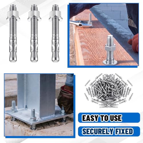 Moxweyeni 20 Pcs 1/2" X 4-1/2" Zinc Plated Wedge Anchors for Concrete - size: 1/2" X 4-1/2"