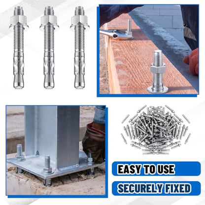 Moxweyeni 20 Pcs 1/2" X 4-1/2" Zinc Plated Wedge Anchors for Concrete - size: 1/2" X 4-1/2"