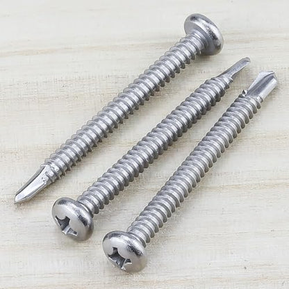 #8 x 1-1/2" Pan Head Self Drilling Screws, Phillips Drive, 410 Stainless Steel Sheet Metal Screws,Self Tapping, Dovetail, Pack of 100 - size: #8 x 1-1/2"