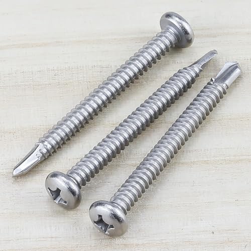 #8 x 1-1/2" Pan Head Self Drilling Screws, Phillips Drive, 410 Stainless Steel Sheet Metal Screws,Self Tapping, Dovetail, Pack of 100 - size: #8 x 1-1/2"