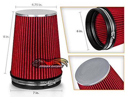 Rtunes Racing 6-Inch 152mm Truck Dry Cone Air Filter, Red, 8-Inch Tall - size: Truck 6"