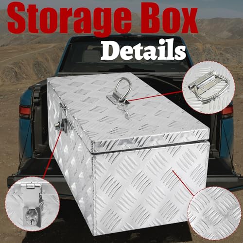 22x11x9 Inch Aluminum Underbody Truck Tool Box Diamond Plate Portable Toolboxes Heavy Duty Pickup Storage Box with Buckle Lock and Keys Suitable for Truck Bed Pickup RV Trailer - size: 22" L x11" W x9" H