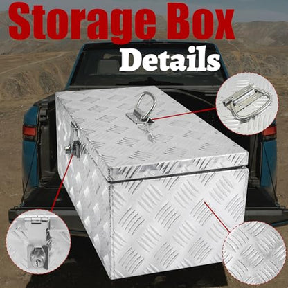 22x11x9 Inch Aluminum Underbody Truck Tool Box Diamond Plate Portable Toolboxes Heavy Duty Pickup Storage Box with Buckle Lock and Keys Suitable for Truck Bed Pickup RV Trailer - size: 22" L x11" W x9" H