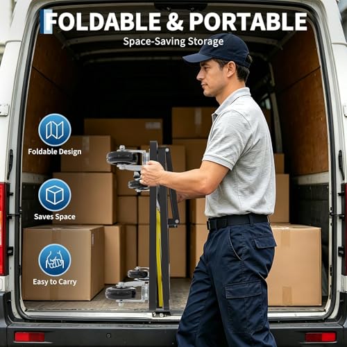 Heavy-Duty Panel Dolly Cart – 1800 lbs Capacity Material Handling Flatbed – Collapsible Platform Truck with Expandable Deck, Swivel Casters & Tie-Down Strap – Black