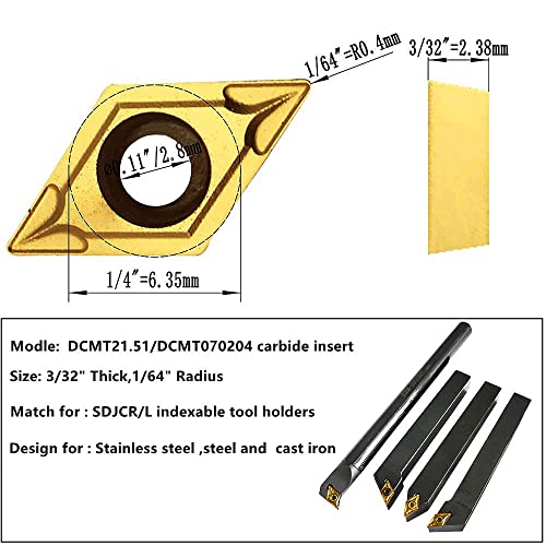 CCMT21.51 CCMT060204 DCMT21.51 DCMT070204 Carbide Turning Inserts,CCMT Insert DCMT Insert Mutilayer Coated Lathe Replacement Inserts for Lathe Turning Tool Holder Boring Bar,20 Pieces - style: 20pcs CCMT21.51+DCMT21.51