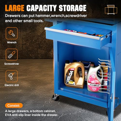 Crownland 5-Drawer Rolling Tool Chest with Wheels, Blue - color: Blue, style: 5-Drawer Rolling Tool Chest