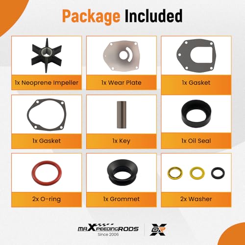 maXpeedingrods Water Pump Impeller Repair Kit for Mercury Mariner - size: For Mercury Mariner 40-275 HP, 47-43026Q06