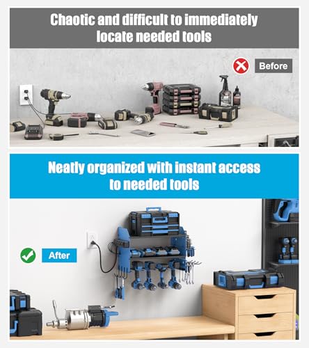 CCCEI Modular Power Tool Organizer Wall Mount with Charging, Blue, 1 Pack - color: Blue