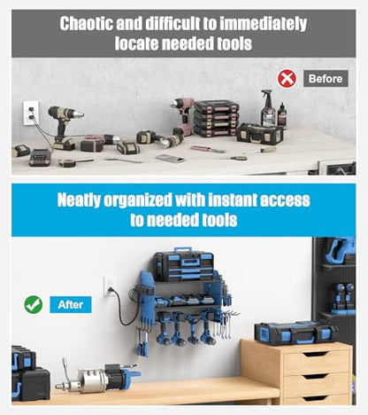 CCCEI Modular Power Tool Organizer Wall Mount with Charging, Blue, 1 Pack - color: Blue