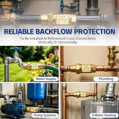 Lead-Free Brass Dual Check Valve, 1/2 Inch NPT Female Backflow Preventer