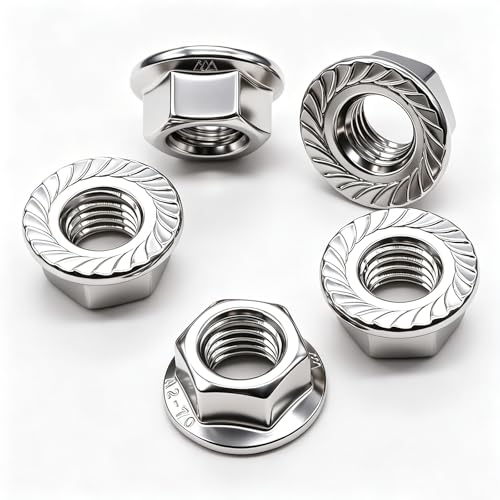 20PCS M10 x 1.5mm Thread 304 SS Hex Flange Nuts - color: Silver, size: M10x1.5 (20pcs)