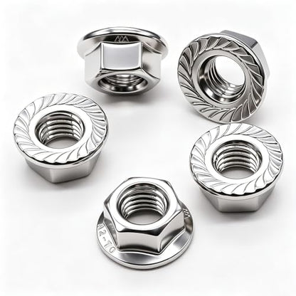 20PCS M10 x 1.5mm Thread 304 SS Hex Flange Nuts - color: Silver, size: M10x1.5 (20pcs)