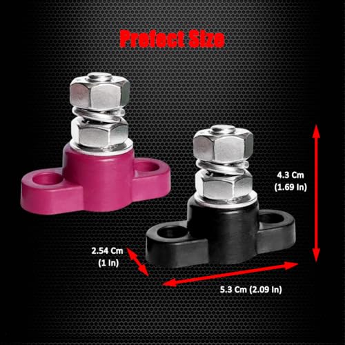 Ampper 3/8" Stud Battery Junction Post Terminal Distribution Block, 1 Pair - size: 3/8"