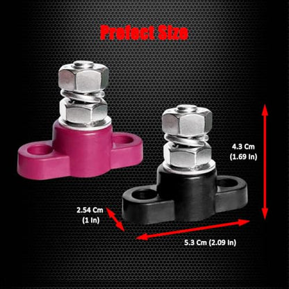 Ampper 3/8" Stud Battery Junction Post Terminal Distribution Block, 1 Pair - size: 3/8"