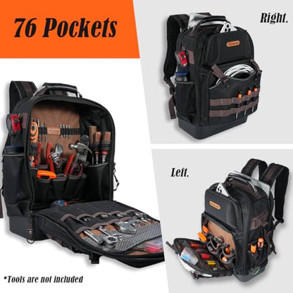 WELKINLAND 76Pockets Electrician Tool Backpack, Canvas Electrician Backpack