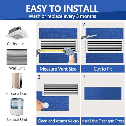 Reusable Air Filter 20x30,Washable Cut to Fit Furnace Filters,MERV 6 Replacement Filter for HVAC, RV, Washable Replacement Air Conditioner Filters, 24 PCs Hooks(Actual 20x30x0.7 in.) - style: MERV 6-1PC-Blue