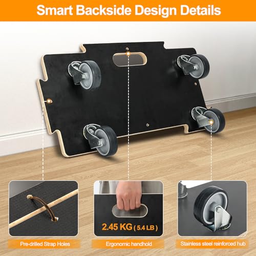 1100LB Heavy Duty Moving Dolly Cart - 2 Pack with 3" TPR Wheels- Spliceable - size: Spliceable(2 Pack)