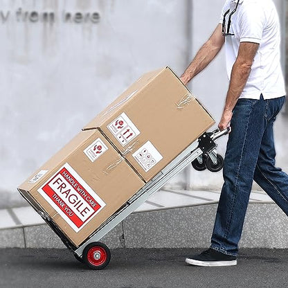 VEVOR Aluminum Folding Hand Truck, 2 in 1 Design 400 lbs Capacity, Heavy Duty Industrial Collapsible cart, Dolly Cart with Rubber Wheels for Transport and Moving in Warehouse, Supermarket, Garden - size: 400 lbs