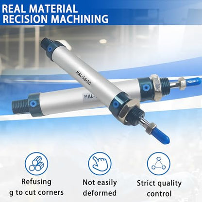 CG WEITENG Pneumatic Mini Pneumatic Cylinder MAL Single Rod Aluminum Double Acting Pneumatic Cylinder 16mm Bore 50mm Stroke(MAL16x50) - color: MAL-16 mm, size: 50 mm