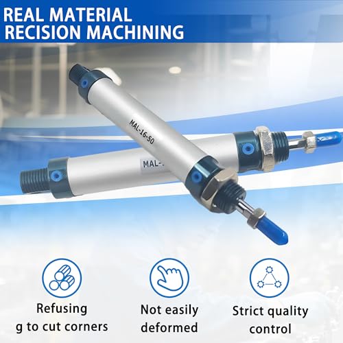 CG WEITENG Pneumatic Mini Pneumatic Cylinder MAL Single Rod Aluminum Double Acting Pneumatic Cylinder 16mm Bore 50mm Stroke(MAL16x50) - color: MAL-16 mm, size: 50 mm