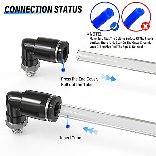 TAILONZ 4mm x M5 Push to Connect Elbow Fitting 10Pcs - size: 4mm OD M5