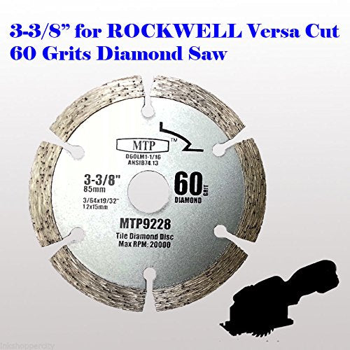 6X 3-3/8-inch Diamond/Wood/Metal Circular Saw Blade for Rockwell Versacut Versa Cut Rk3440k, 3-3/8" Cordless Sh01w 12v Tile Grout Concrete, Brick, Block, Masonry