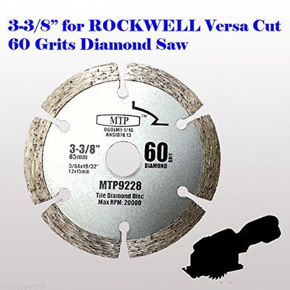 6X 3-3/8-inch Diamond/Wood/Metal Circular Saw Blade for Rockwell Versacut Versa Cut Rk3440k, 3-3/8" Cordless Sh01w 12v Tile Grout Concrete, Brick, Block, Masonry