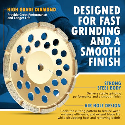 7" Diamond Grinding Wheels for Concrete or Masonry, 5/8"-11 Arbor - style: 7" - 12 Segs