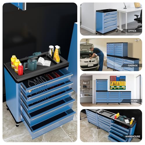 LARBANKE 5-Drawer Rolling Tool Chest with Wheels,Lock&Key,Blue Tool Cabinet - color: Blue, size: 5 drawer tool chest