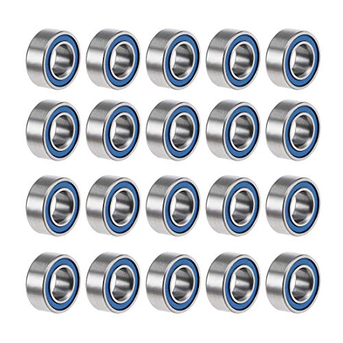 uxcell MR105-2RS Deep Groove Ball Bearings 5mm Inner Dia 10mm OD 4mm Bore Double Sealed Chrome Steel Blue Seal Z2 20pcs - size: 5mmx10mmx4mm