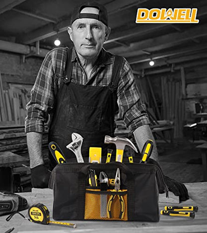 DOWELL 146PCS Homeowner Tool Set, Household Repairing Tool Kit with 14-Inch Wide Mouth Open Storage Tool Bag - size: 146 PCS