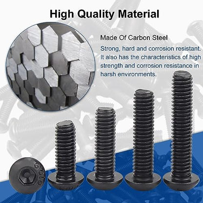 100Pcs M3 x 10mm Button Head Socket Cap Screws, Alloy Steel 10.9 Grade - size: M3 x 10mm