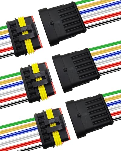 14AWG 6 Pin Waterproof Electrical Connector Quick Connect 3 Pack - size: 6 Pin