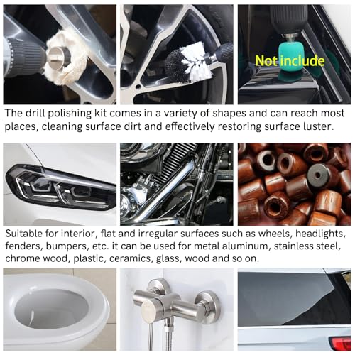 Unicaravan Aluminum Wheel Polishing Kit for Drill Buffing Wheel for Car Motorcycle Wheel Rim Manifold Polishing for Stainless Steel Chrome Wood Plastic Ceramic Glass Woods Machine Jewelry etc 14PCS - style: 14PCS