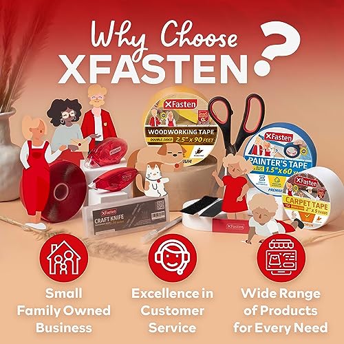 XFasten Double Sided Tape, Removable, 3-Inch by 15-Yards, Single Roll, Residue-Free and Surface Safe Double-Sided Adhesive Tape - size: 3-Inches x 15-Yards