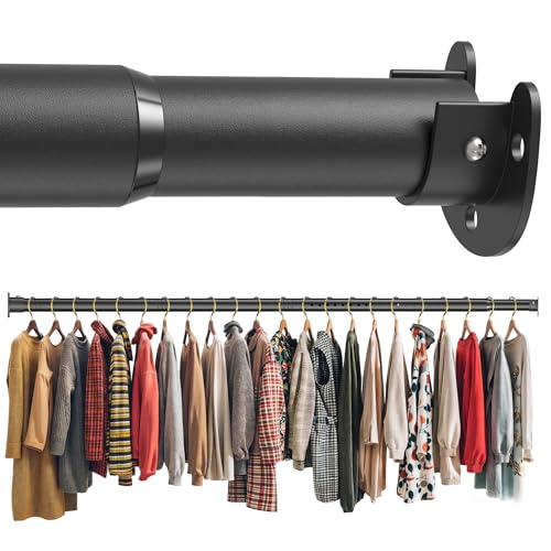 Metal Closet Rod 1.3" Heavy Duty Adjustable Hanging Rod 17-87 Inch - color: Matte Black, size: 17-87 IN