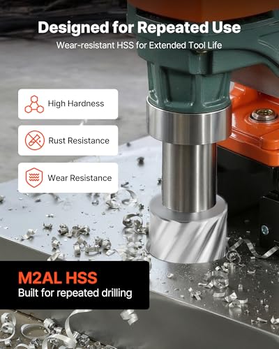 VEVOR Annular Cutter Set, 8 pcs Weldon Shank Mag Drill Bits Kit, 2" Cutting Depth, 7/8" to 2" Cutting Diameter, HSS, 6 Drill Bits with 2 Pilot Pins, Plastic Case, for Magnetic Drills, Steel, Aluminum - size: 7/8" - 2" * 2