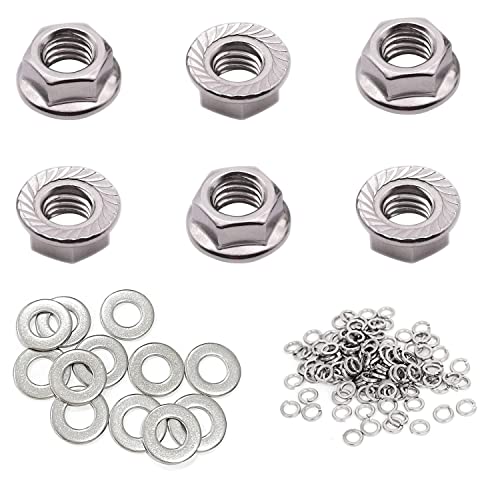 M10 x 1.5mm Serrated Flange Lock Nuts, 30pcs 304 Stainless Steel Metric Hex Flange LockNuts, Bright Finish