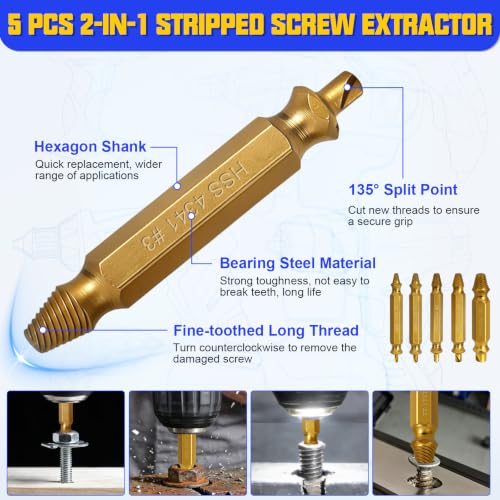32 Pcs Metric Tap and Die Set, Adjustable Drill and Tap Set with Tap Wrench, Stripped Screw Extractor, Twist Drill Bits, and M2-M12 Taps, Hand Screw HSS Thread Tap Set, Drill Tap Set for Metal Wood - color: 32 Pcs