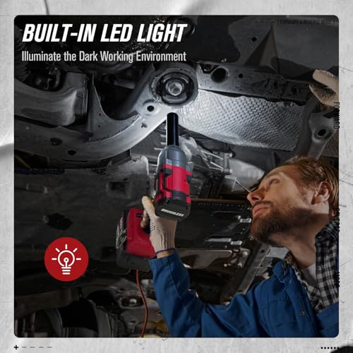 AVID POWER 1/2" Cordless Impact Wrench, 20V Brushless Impact Gun, 3 Speeds - color: Light Red