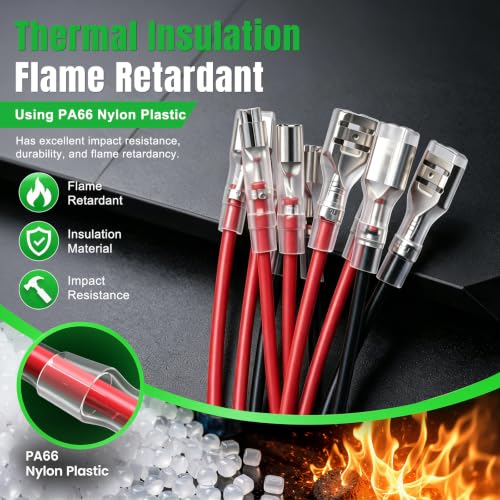 Twidec/20Pcs 2.8mm and 4.8mm Female Spade Crimp Terminal with Insulating Sleeve and Wire Red + Black Female Spade Quick Splice Assortment Kit - size: 2.8/4.8mm